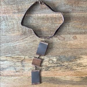 Mixed Media Leather & Copper Choker